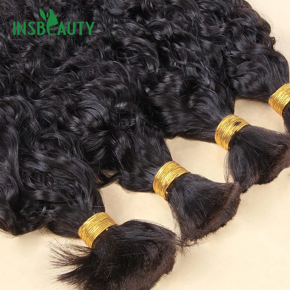 Bulk Human Hair For Braiding Water Wave Bulk Hair Extensions for Boho Knotless Braiding Double Drawn Burmese Boho Braids Hair