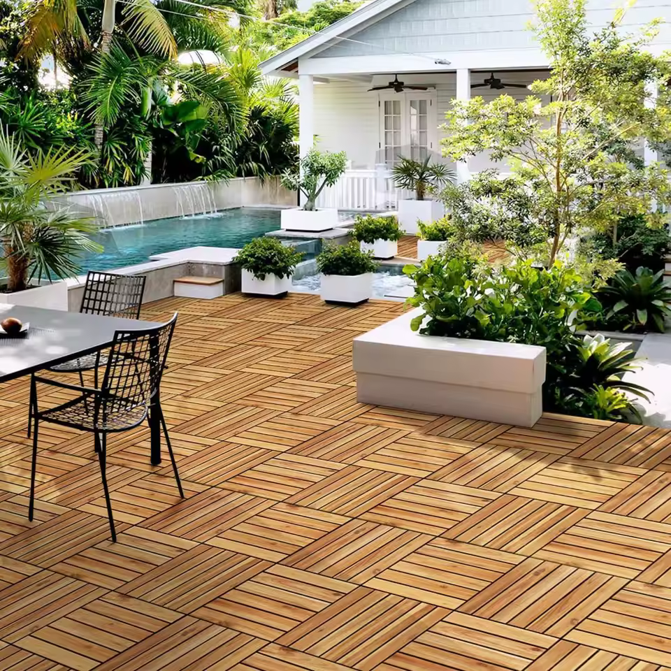 54PCS Acacia Wood Interlocking Flooring Tiles Waterproof Flooring for Outdoor & Indoor Patio,Balcony,Garden,Poolside,1 - AliExpress 