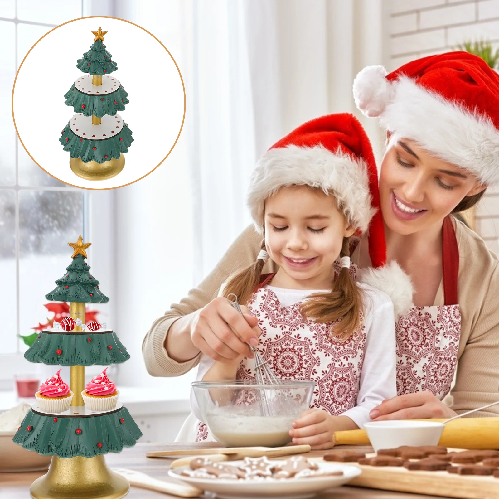 

Christmas Cupcake Holder Xmas Tree Shaped 2 Layer Dessert Display Stand Ideal for Festive Celebrations Xmas Cupcake Stand