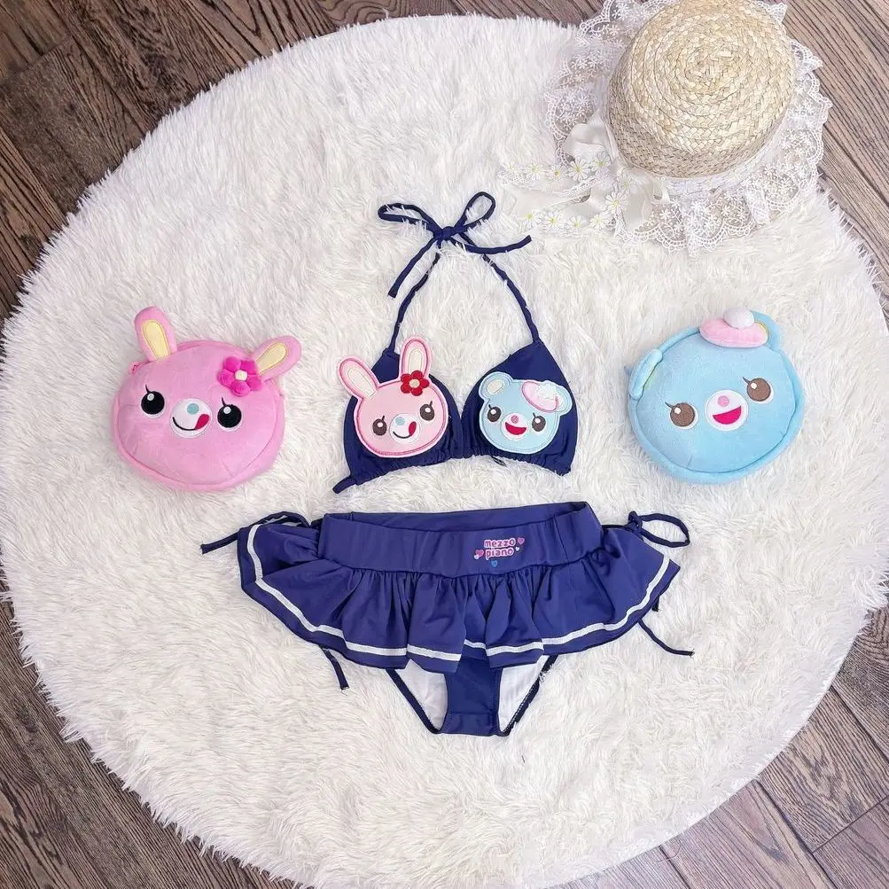 Japanese Original Cartoon Mp Separate Swimsuit Sexy Bikini Sets Summer New Sweet Girl Swimwear Bathing Suit Women