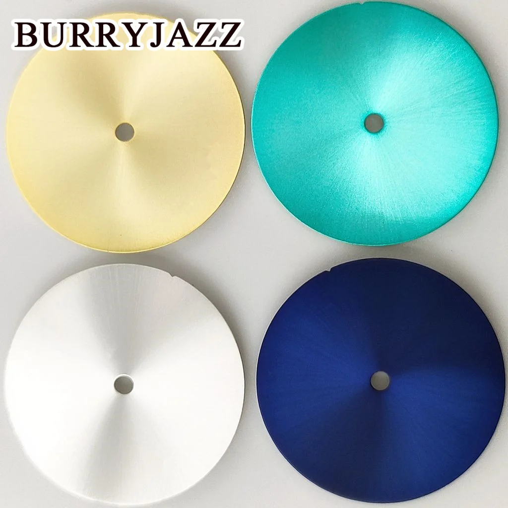 BURRYJAZZ 28.5mm No Logo NH35 NH36 Watch Dials Black Silver Gold Blue Green Purple Dial Fit 3 O\'clock 3.8 O\'clock Case Crown