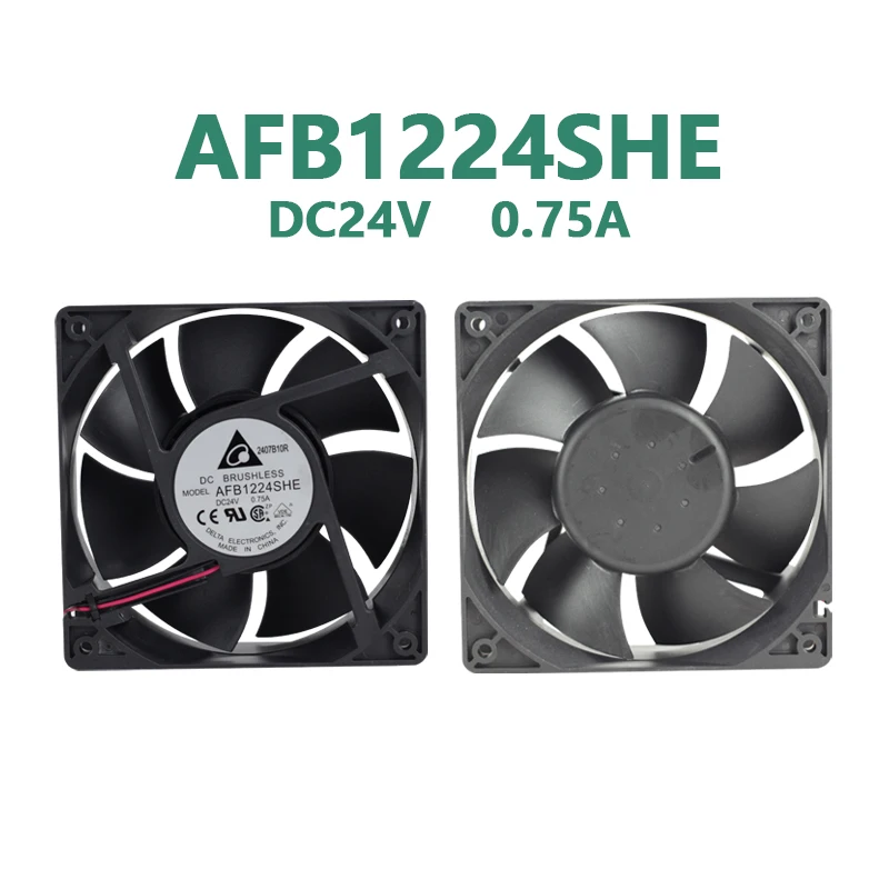AFB1224SHE Delta 12038 Cooling Fan DC24V 0.50A 120x120x38mm Double Ball Bearing Industrial Axial Cooling Fan