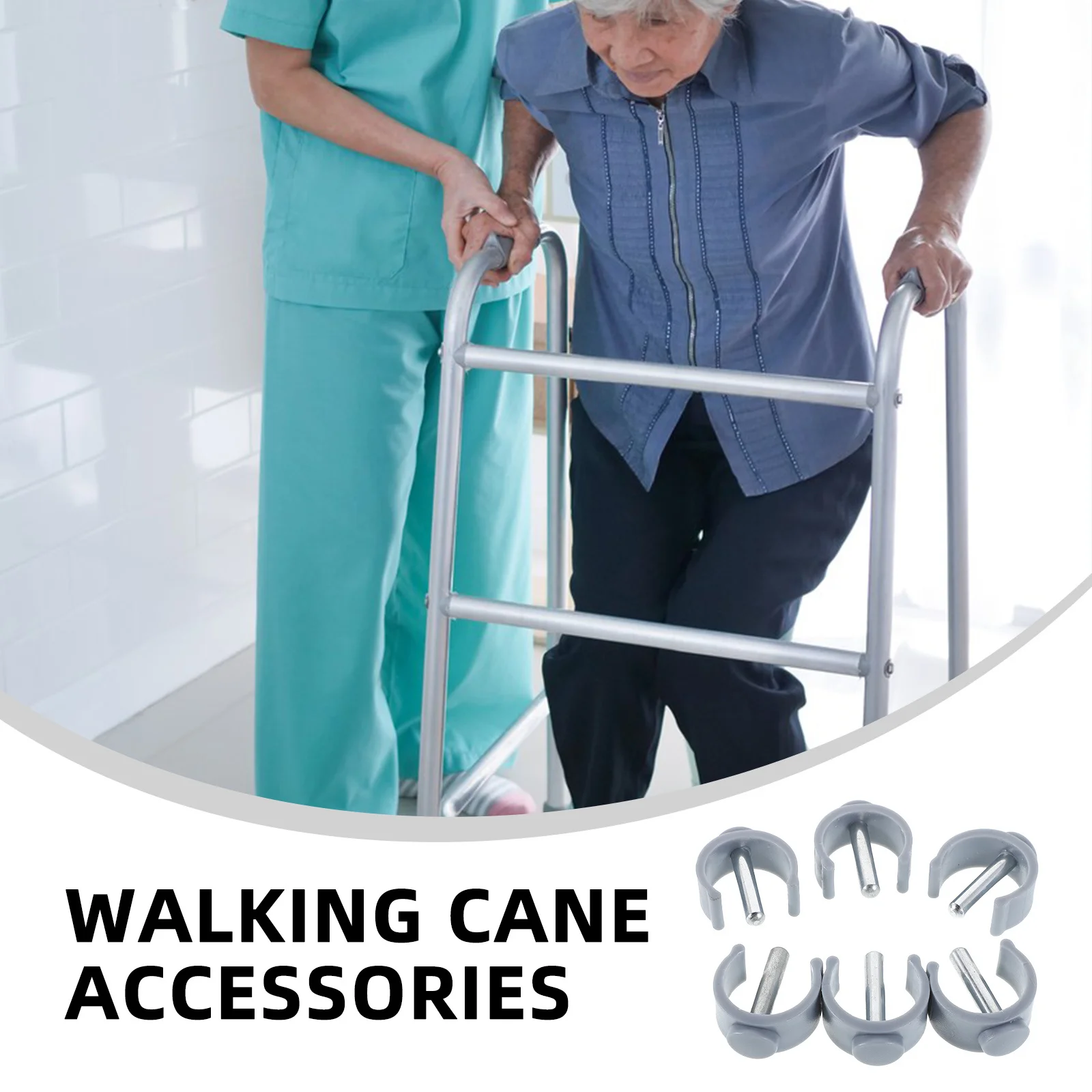 

12Pcs C-Shaped Latch Walking Stick Pin Locks Universal Replacement Lightweight Crutch Accessories for Indoor Outdoor Walking