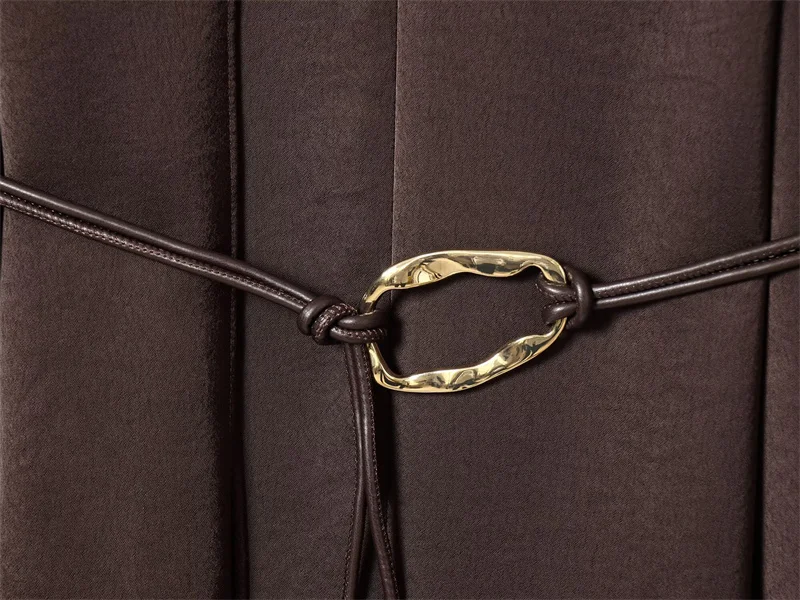 Nouvelle robe vintage en satin à col montant et ruban pour femme, style urbain, collection 2026