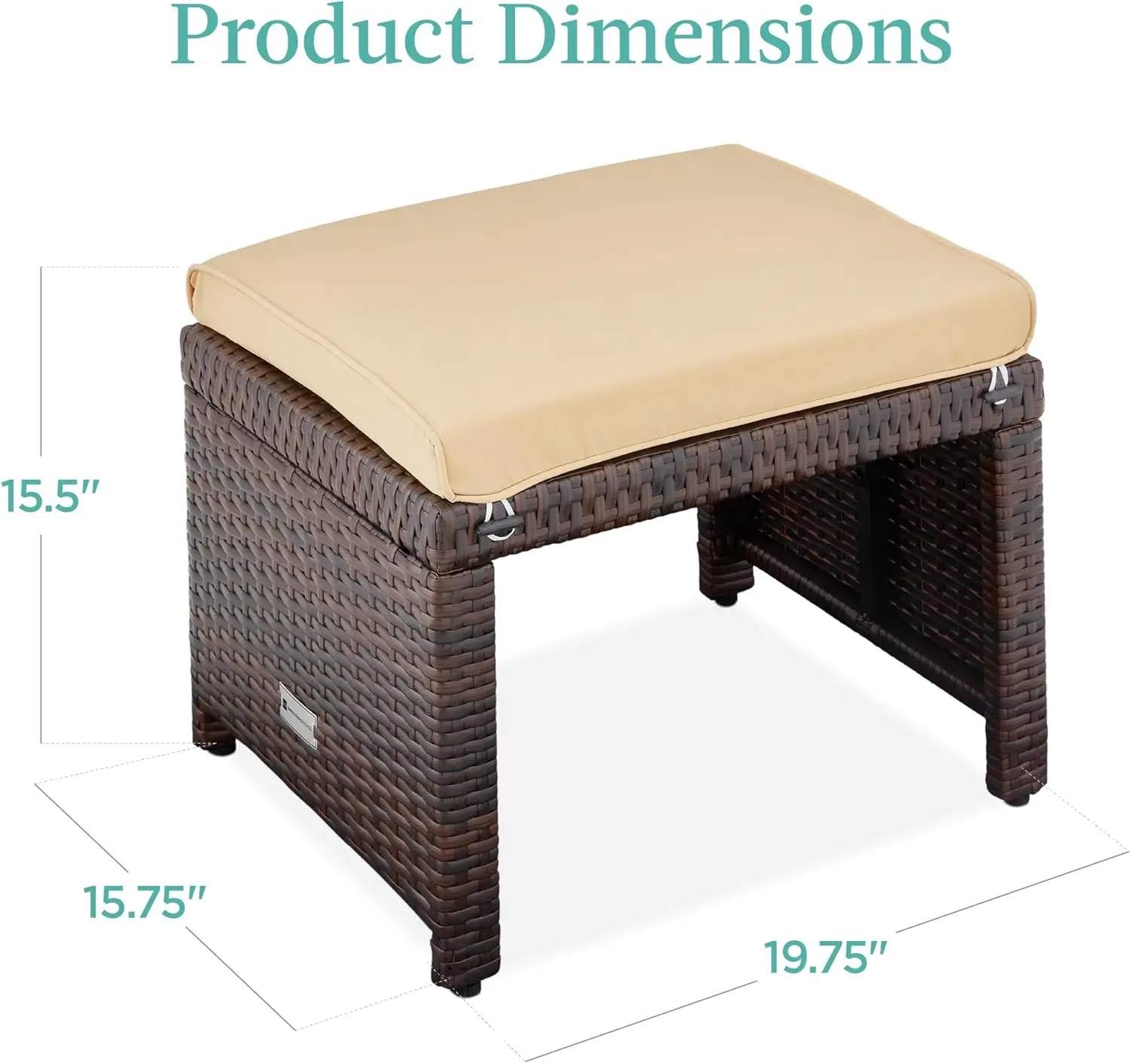 Set of 2 Wicker Ottomans, Multipurpose Outdoor Furniture for Patio, Backyard, Additional Seating, Footrest, Side Table