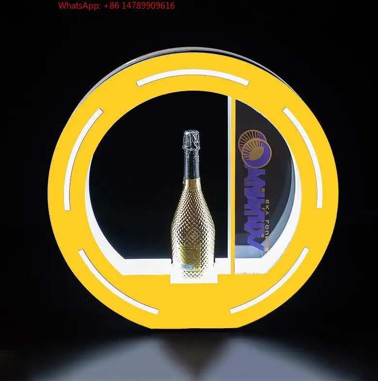 

High-End Bespoke LED Bottle Display Rack2025 Latest Circular Creative Luminous Wine Bottle Display Rack Customizable Logo Acryli