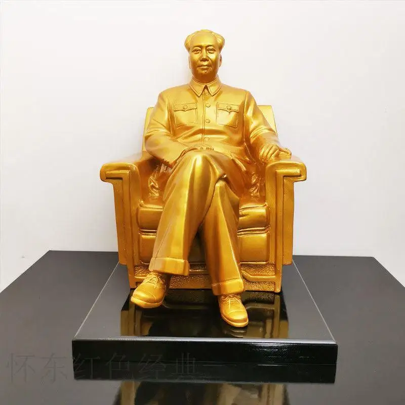 Cz chairman mao sitting statue golden full body statue sitting on the throne living room decoration home ornaments statue