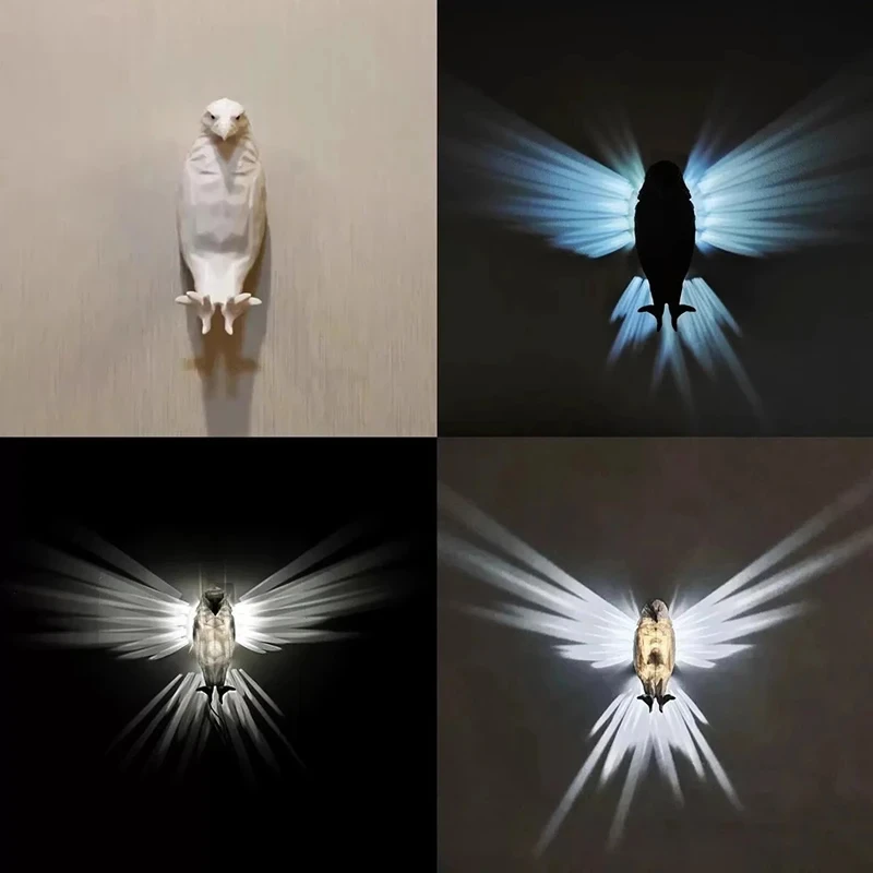 coruja aguia forma projetor lampada de parede corpo de impressao 3d animal iluminacao lustre moderno criativo atmosfera sconce halloween xmas decor 01