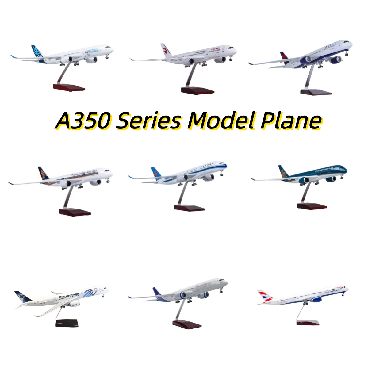 1/142 Scale A350 Airplanes Model 350 Series Collectible Aircraft With Landing Gear Wheels Light(Touch Or Sound Control) Souvenir
