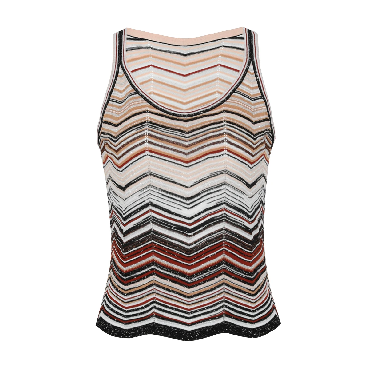 Trending Summer Fall Women Knit Two Piece Set Wave Print Sleeveless Knitwear Top Straight Pants Daily Casual Outfit