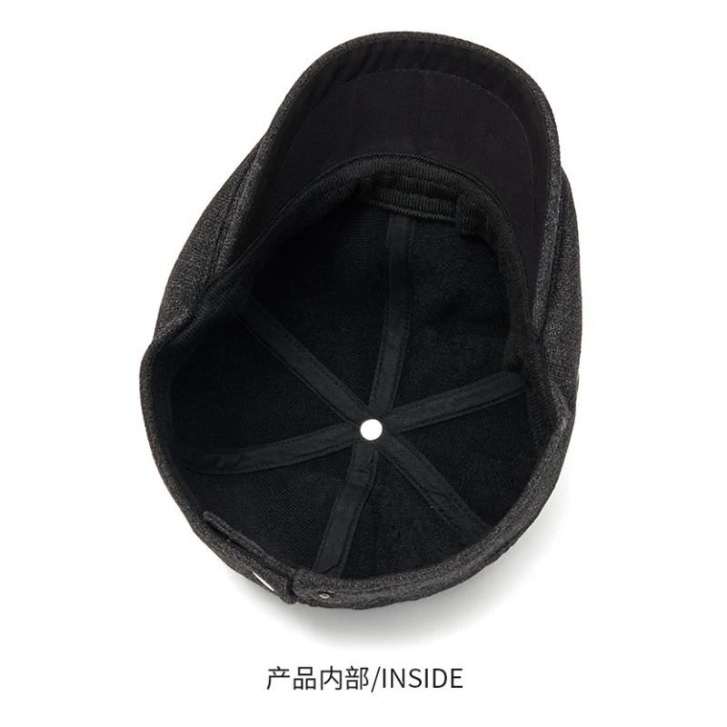 الرجال الخريف الشتاء الصوف مزيج قبعة بيريه بلون شعار صغير دافئ كلاسيكي النمط الفرنسي الرسام قبعة قابل للتعديل 57-61 سنتيمتر