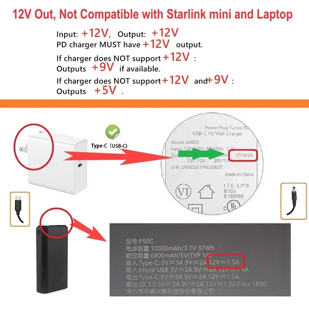 Neue 2 Dual DC zu Typ C USB C PD 12 V 3A 5,5x2,1mm 2,5 Netzteil Kabel für Wireless Router LED Streifen Lautsprecher CCTV Kamera – Detail 5