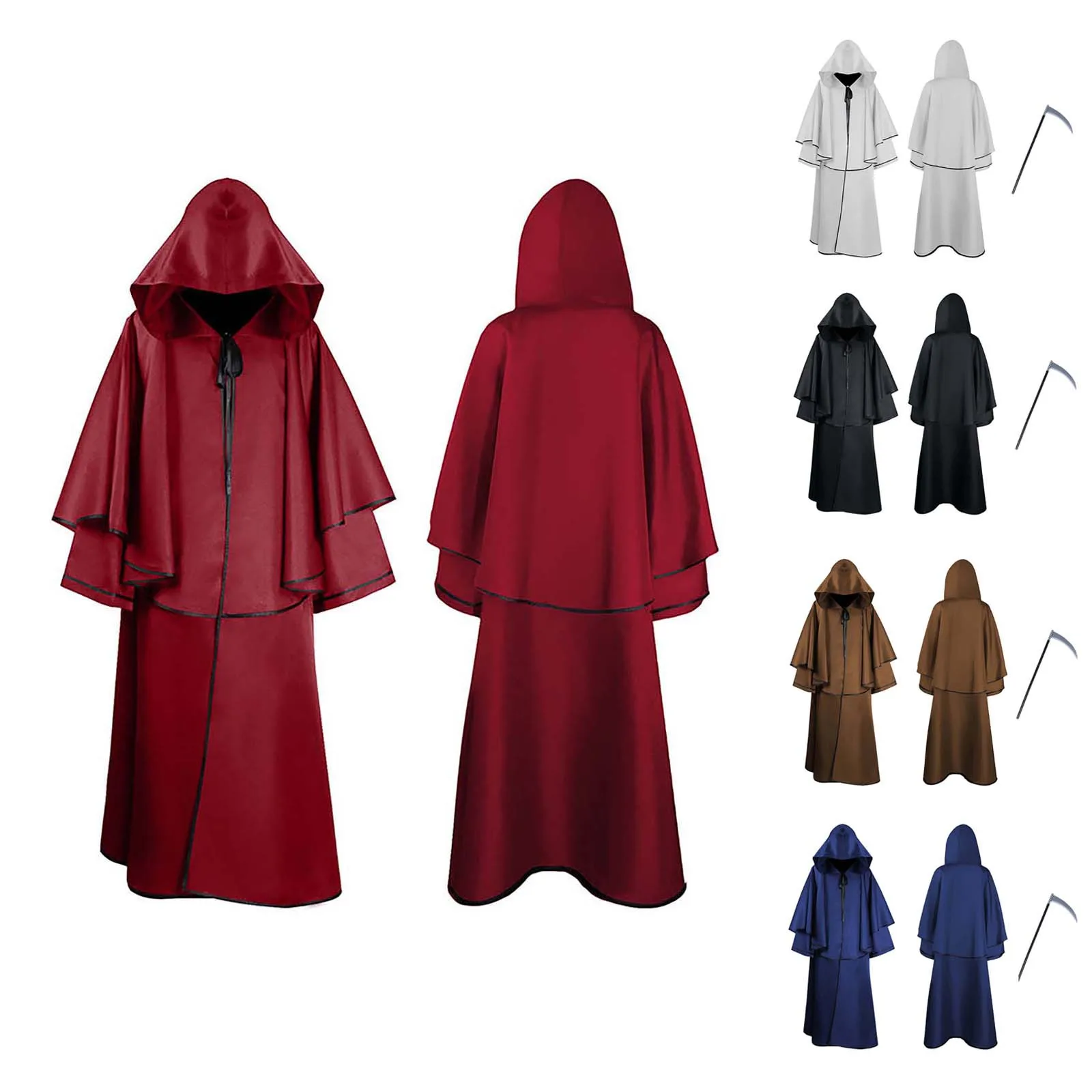 Halloween Costumes Grim Reaper Cloak 2023 New Creative Tunic Hooded Capes Unisex Long Cloak Scary Costumes Robe For Women Men