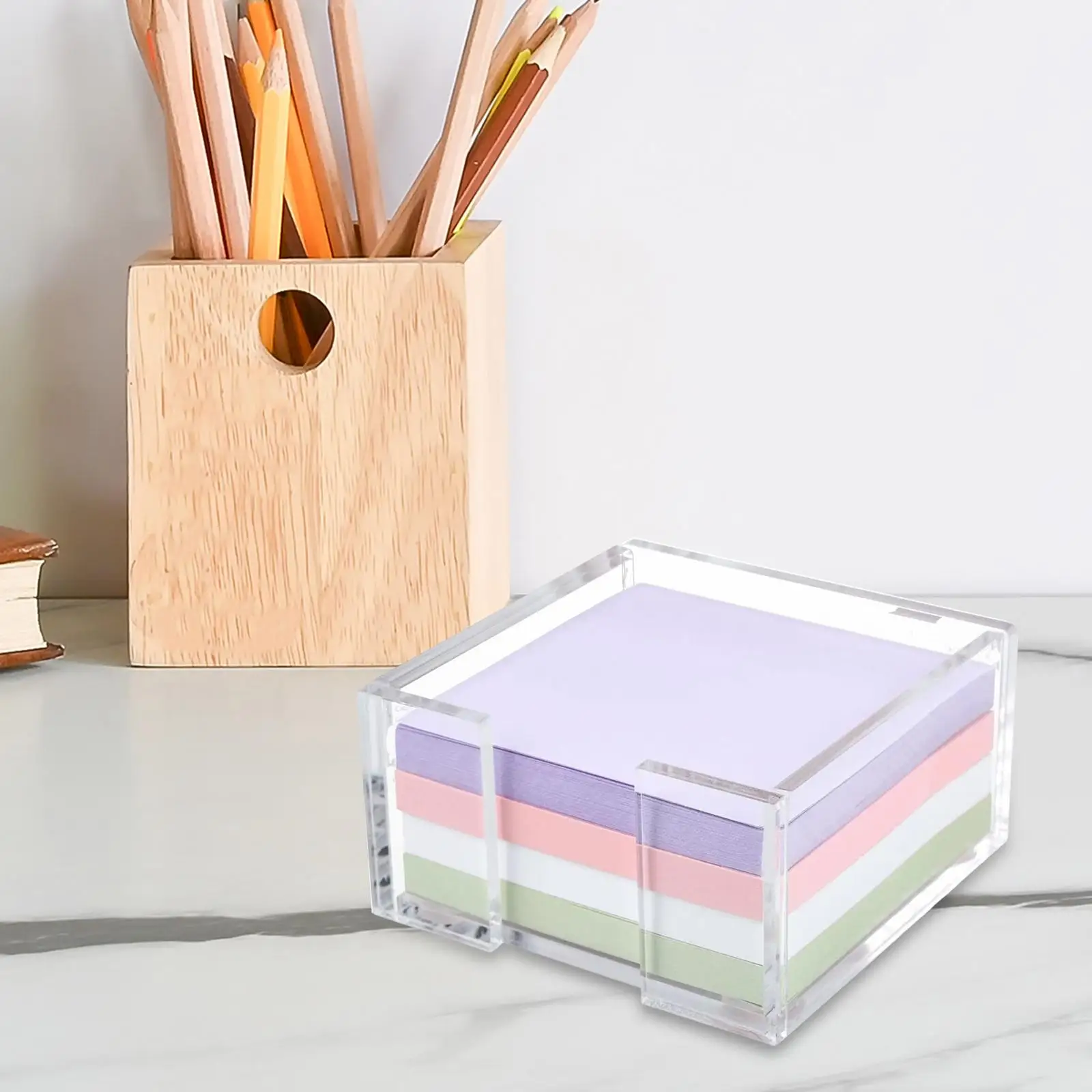 Acrylic Sticky Notes Holder with 4Pads Dispenser Students Notepad Holder