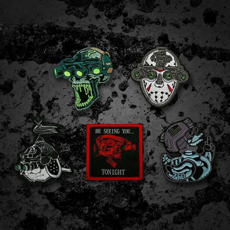 3D Embroidered Night Vision device Hook&Loop Embroidered Patches For Clothing Outdoors Tactical Morale Badge Military Armband