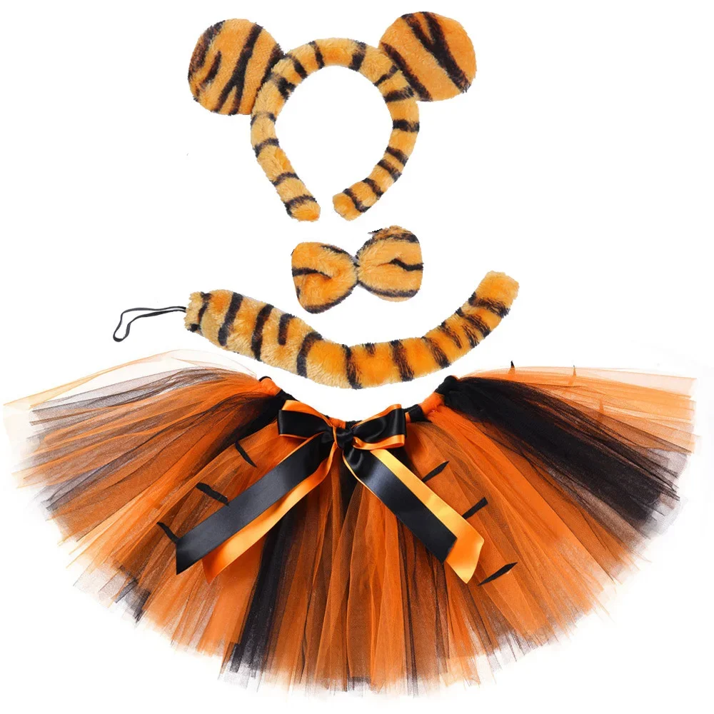 Tiger Giraffe Tutu Skirt for Baby Girls Halloween Christmas Costume for Kids Toddler Animal Zoo Outfit Birthday Photoshoot Tutus