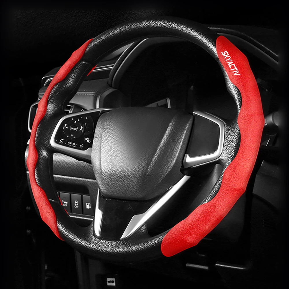 جديد عجلة توجيه سيارة غطاء الجلد المدبوغ الداعم غطاء حامي لمازدا 3 Bk 6 Gg Gh Gj CX3 CX5 CX30 CX7 CX8 CX9 MX5 RX8 Skyactive