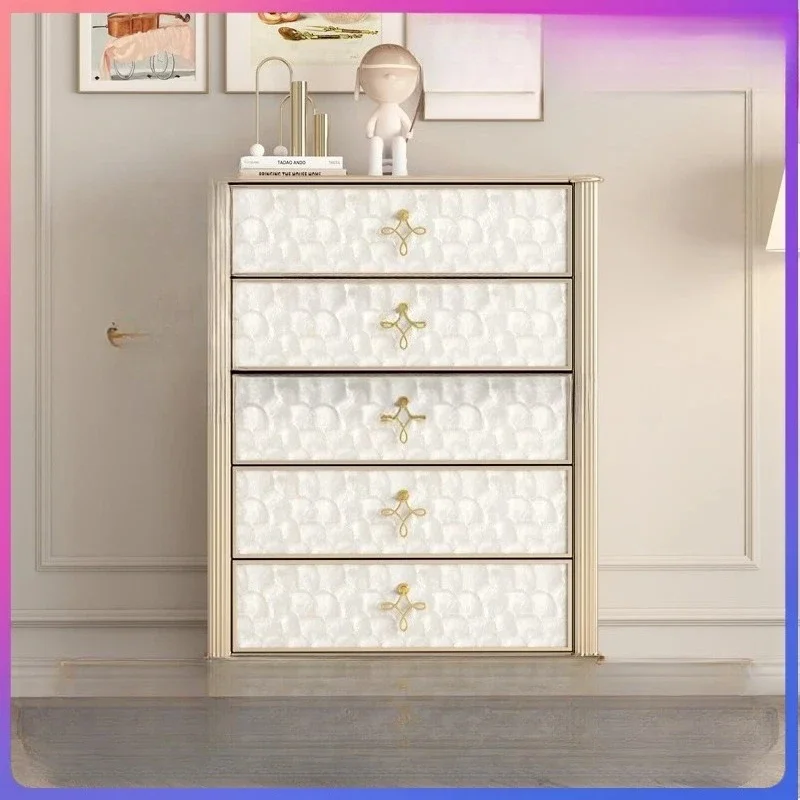 d1 Solid Wood Shell Chest of Drawers Bedroom Five-Drawer Storage Cabinet American  Luxury Bedside Storage Drawer