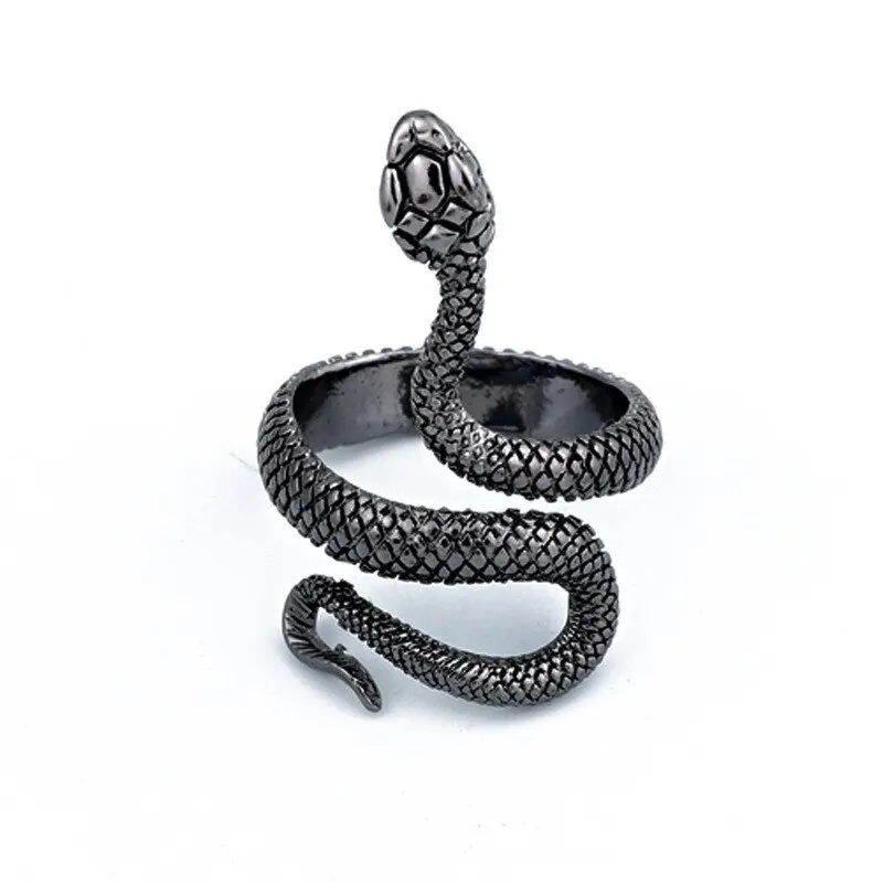 3pcs Ring Set For Both Men And Women Hip Hop Style Personalized Exaggerated Snake Retro Electrophoresis Gun Black Ring image 5