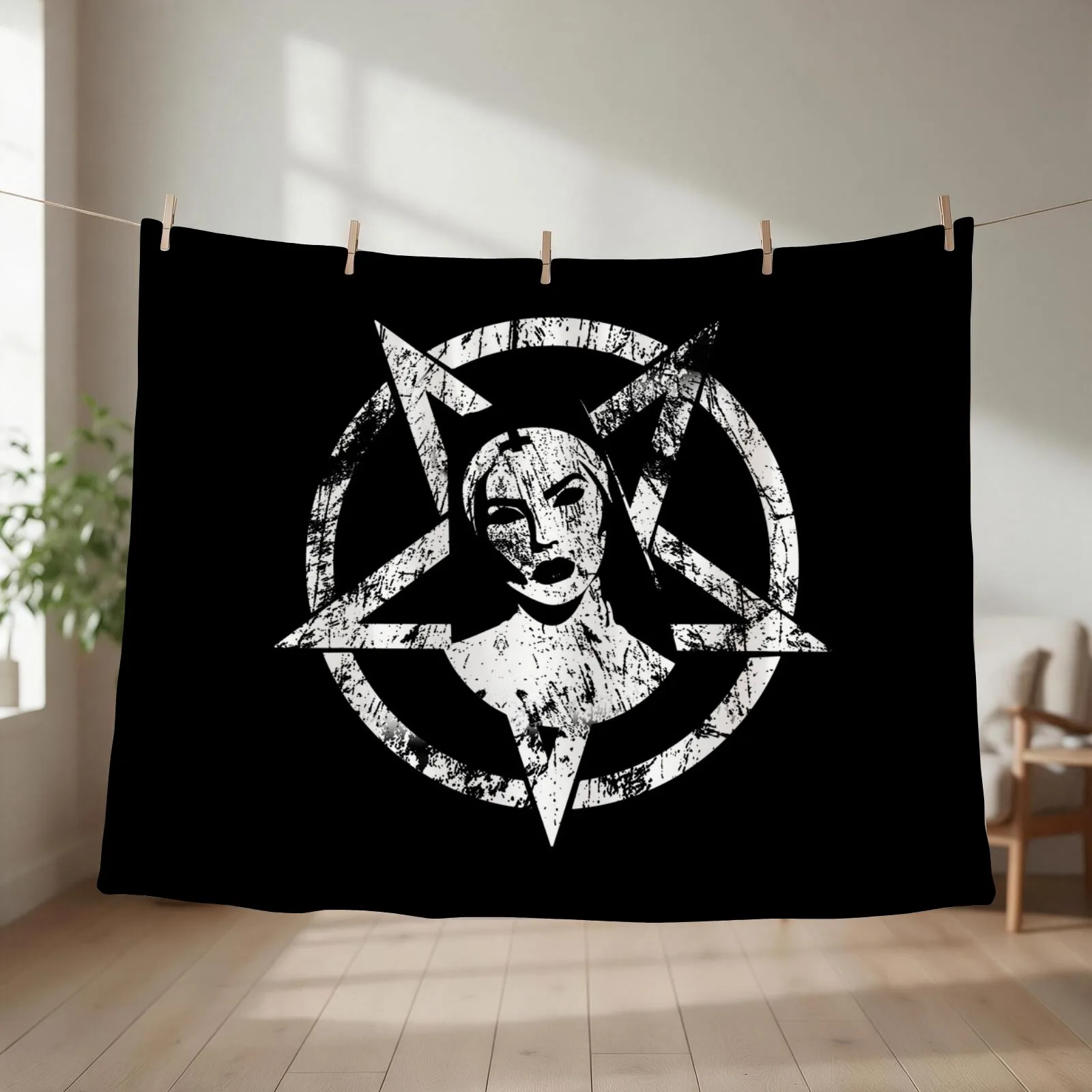 Official Satanic Nun Throw Blanket couch cozy soft plush fuzzy picnic outdoor blanket