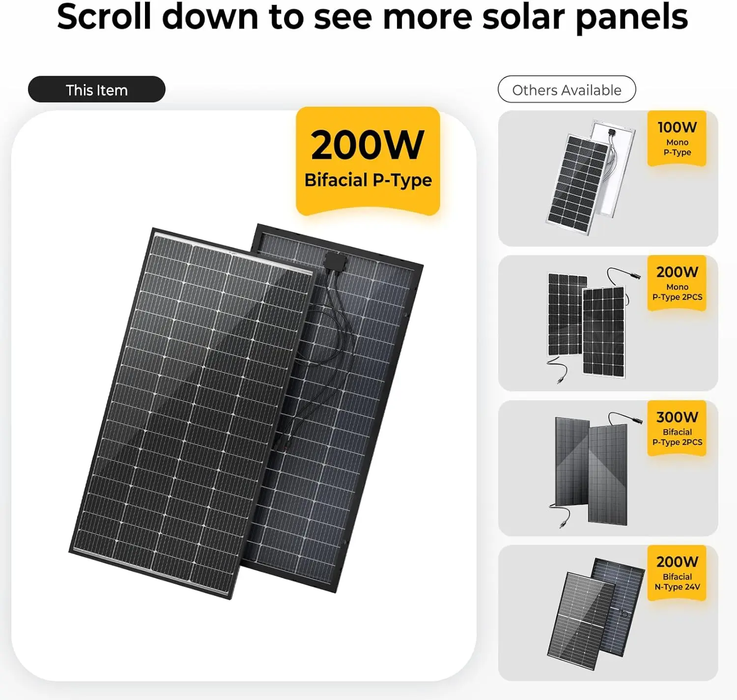 Solar Panel 10BB Cell, 23% High Conversion Rate, Work with 12 Volts Charger for RV Camping Home Boat