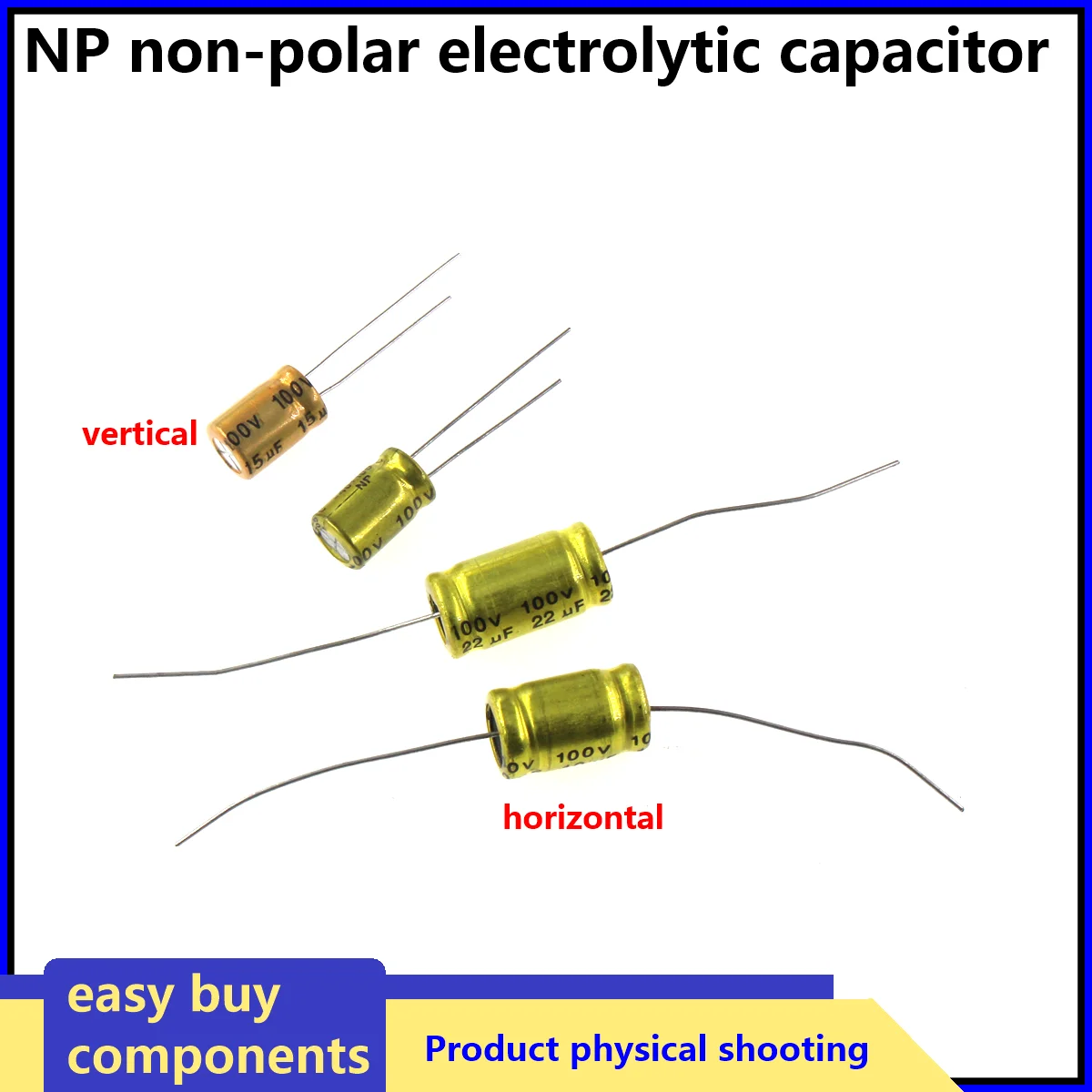 

10/50PCS electrodeless electrolytic capacitor 100V 1UF 2UF 3.3UF 4.7UF 10UF 22UF 33UF 47UF 100UF NP vertical horizontal