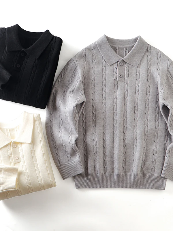 

Men's Busin Casual Knitted Sweater Simple Ne Design Winter Warm Boting Woolen irt Home Comfortable Long Sve Top