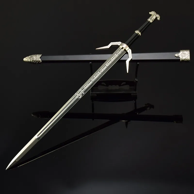 30cm Wizard Game Geralt Double Headed Beast Steel Sword Weapon Periphery Model Alloy Ornament Collection Birthday Gift Toys Boys
