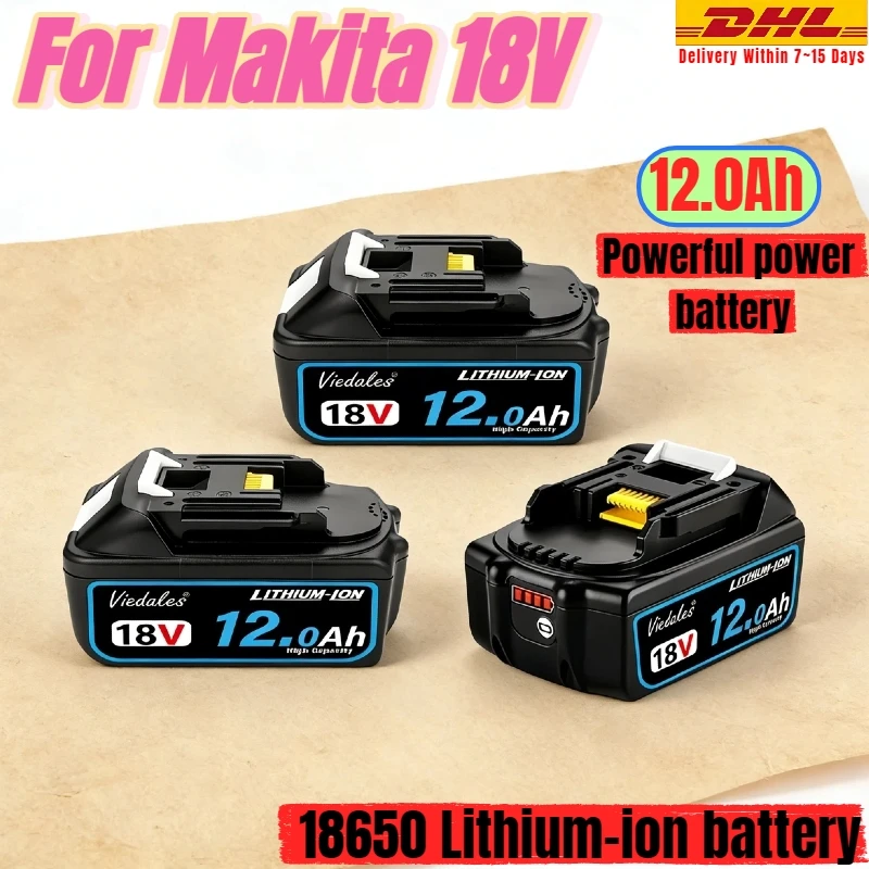 

VIEDAKES 12Ah 18V original battery, for Makita 18V battery BL1830 BL1850 BL1860, Suitable for Makita 18v tools.