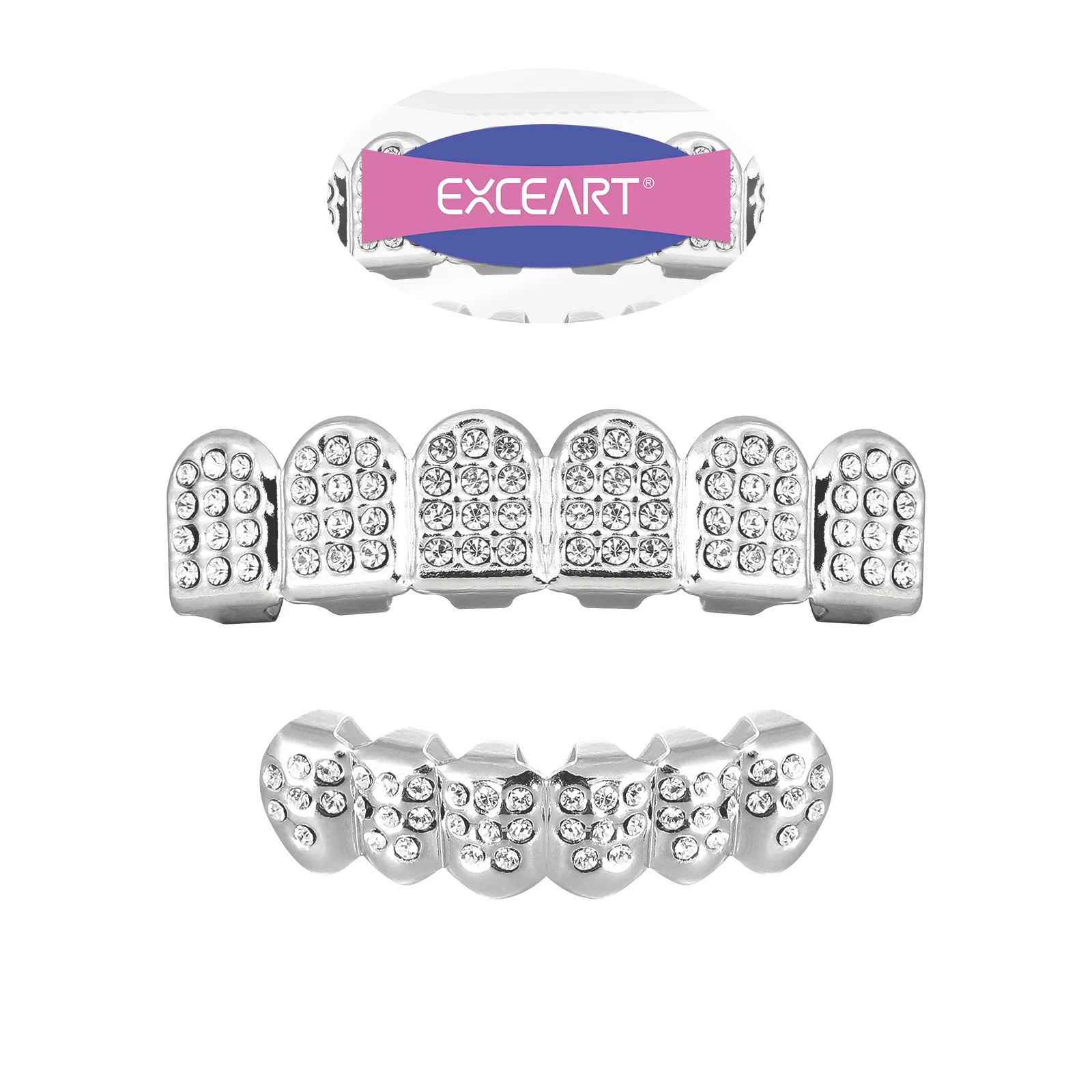 1 Set Plated Gold Teeth Grills Hip Hop Style Teeth Braces Rhinestone Teeth Grill Decorative Teeth Braces