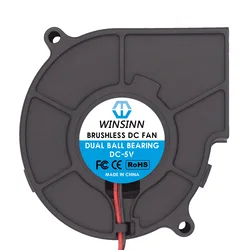 WINSINN 7530 75mm Fan 5V 12V 24V, 3D Printer Micro Blower Sleeve / Dual Ball Bearing, Brushless Cooling 75x30mm 2PIN