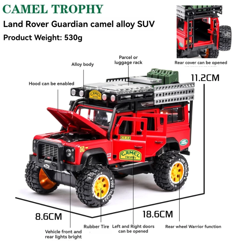 Car Model The Defender 1:28 Simulation Off-road Vehicle Camel Climbing SUV Alloy Car Decoration Toys Gifts for Adults & Children