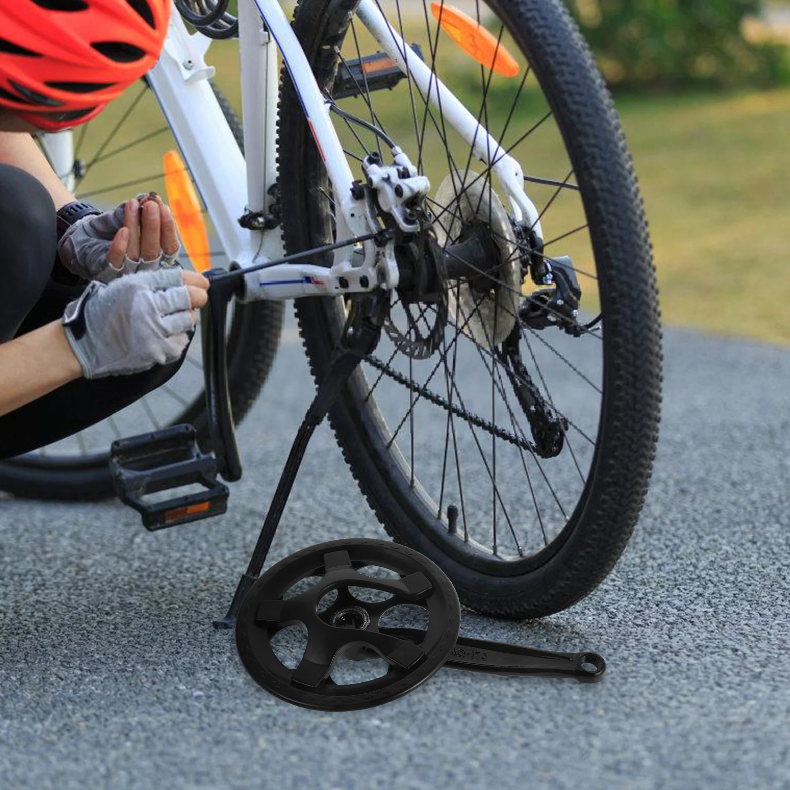 

Single Speed Bicycle Crankset 36 Tooth Durable Carbon Steel Square Taper Crank Arm Mountain Road Bike Gears Bicycle Crankset