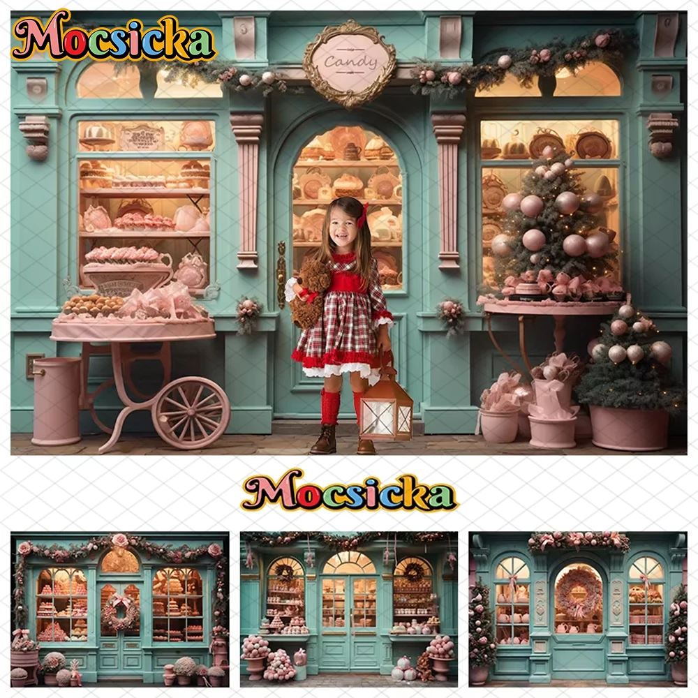

Mocsicka Christmas Photography Background Cake Sweet Shop Tree Decor Family Holiday Party Baby Photo Backdrop Studio Prop Banner