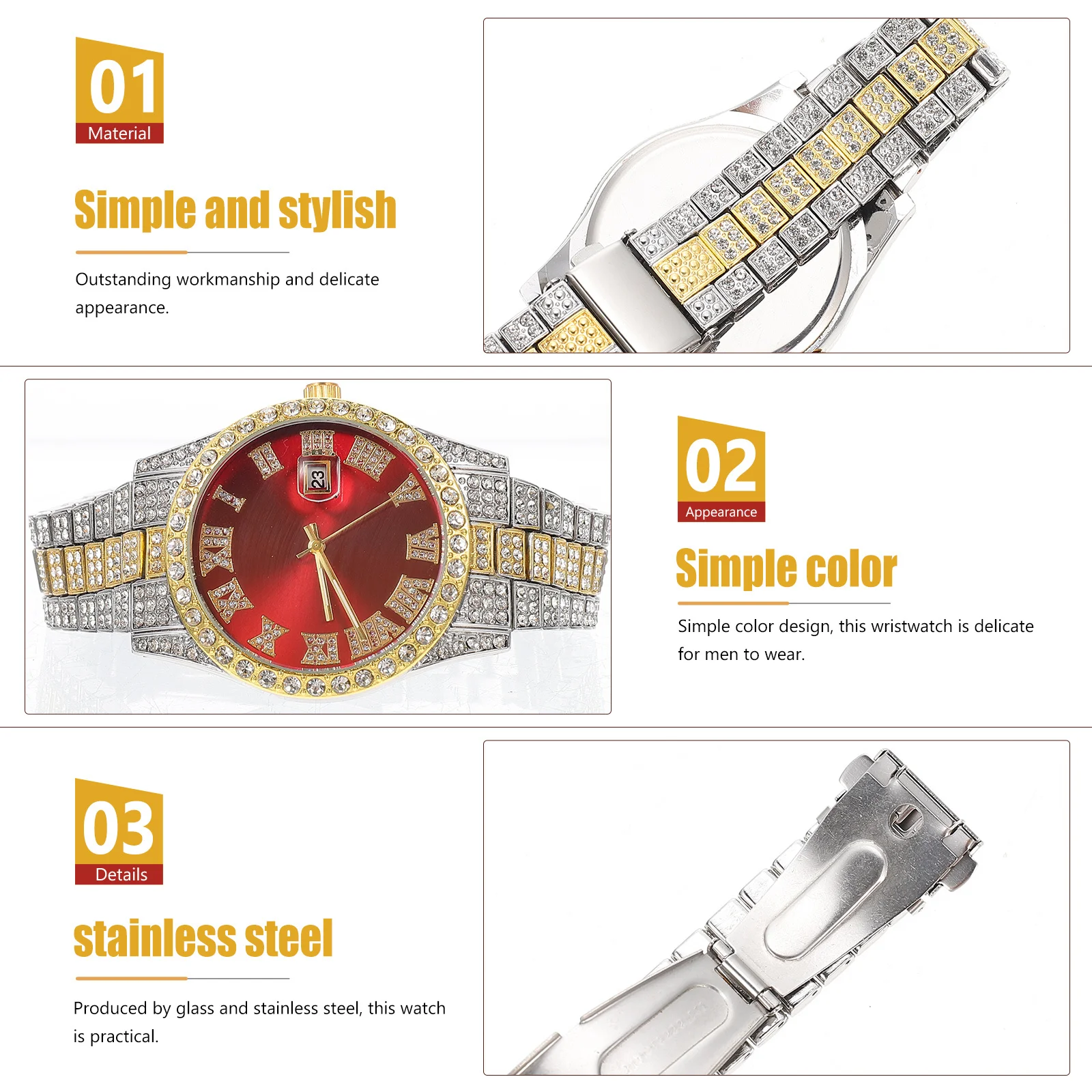 ساعة كوارتز من الفولاذ المقاوم للصدأ للرجال بتصميم بسيط وحزام قابل للتعديل وحركة دقيقة وخفيفة الوزن وأنيقة للهدايا