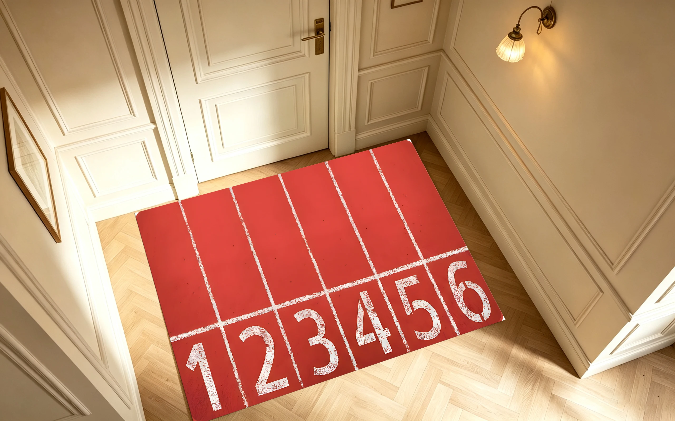 Retro-Style Velvet 2D Rug, Large, Bright Red, Soft & Gentle on the Skin, for Living Rooms, Children's Rooms, Play Areas