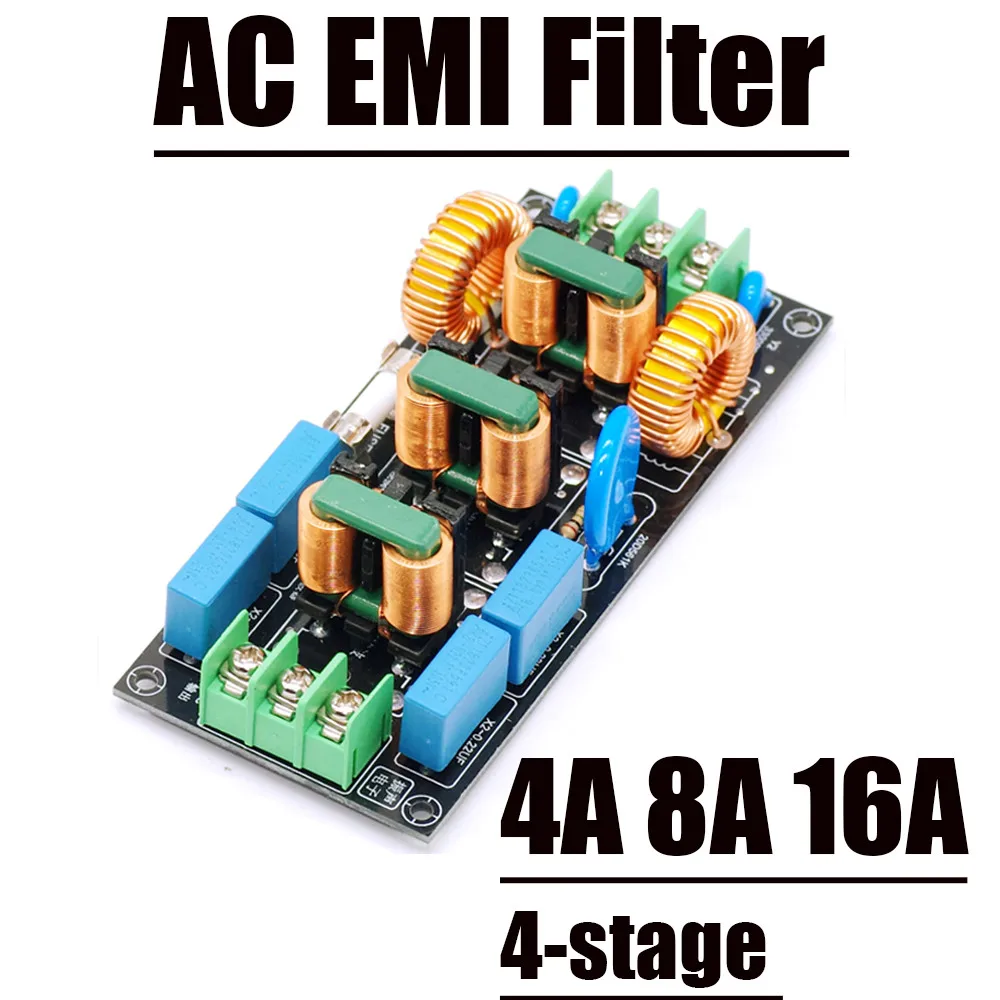 4A 8A 16A EMI POWER Filter AC 110V 220V Electromagnetic Interference Filter PreAmp Audio Amplifier Impurities Noise Purifier