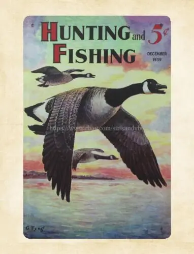 wall home tavern Hunting Fishing flying goose metal tin sign