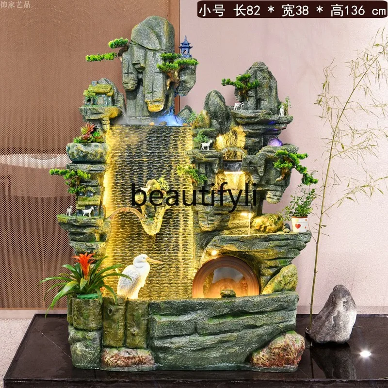 

Rockery water curtain fish pond outdoor landscaping living room decoration ornament water wheel circulation water feature