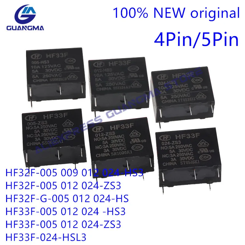 Relé Hf33f-024-hsl3 Hf33f-005-hs3 Hf33f- Zs3 50 Pcs Hf33f005 012 024-hs3 Zs3hsl3 3a 5a 10a 250vac 4pin 5pin Dc5v 12v 24v