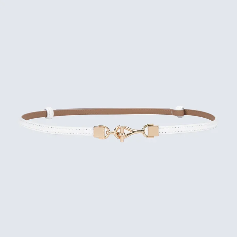 Ceinture fine simple réglable pour femme, cuir véritable, robe décorative pour femme, ceinture fine pour pull, style ins à la mode, chaîne audio, 1cm, nouveau