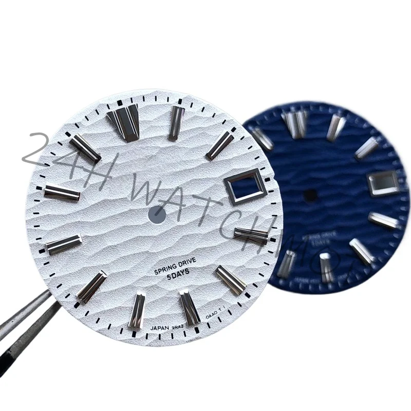 24h-WatchMod No 5 6 nh35 dial  High quality oil pressure pattern white blue green color fit nh36/movement