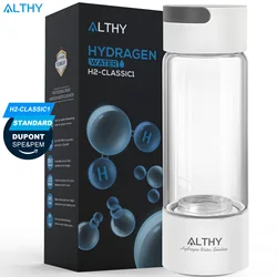 ALTHY Hydrogen Rich Water Generator Bottle - Glass Cupbody - DuPont SPE & PEM Dual Chamber Maker Ionizer - H2 Inhalation Device