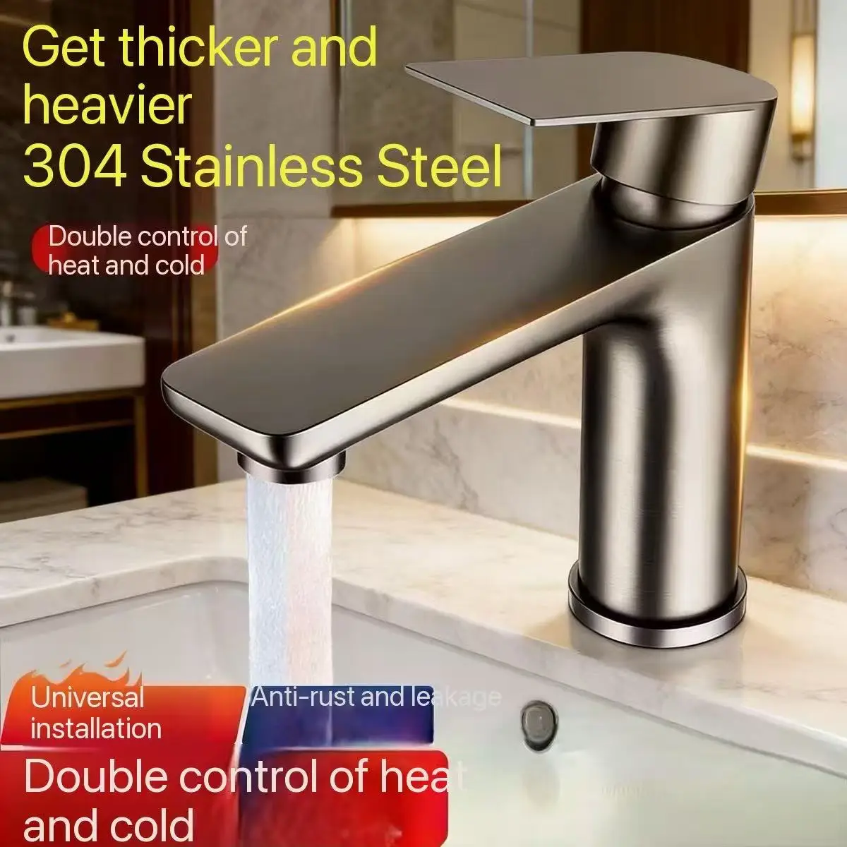 

Vgx Luxury Bathroom Faucets Basin Mixer Sink Faucet Gourmet Washbasin Tapware Hot Cold Water Tap Stainless Steel Faucet / Tap