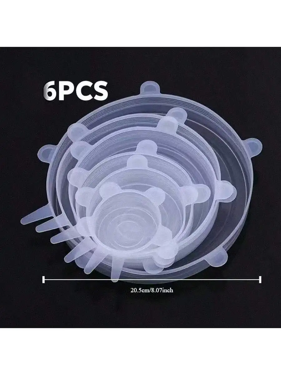 6 stücke Flexible Silikon Schüssel Abdeckungen Elastische Wiederverwendbare Lebensmittel Lagerung Deckel Spülmaschinenfest Küche Organisation Zubehör
