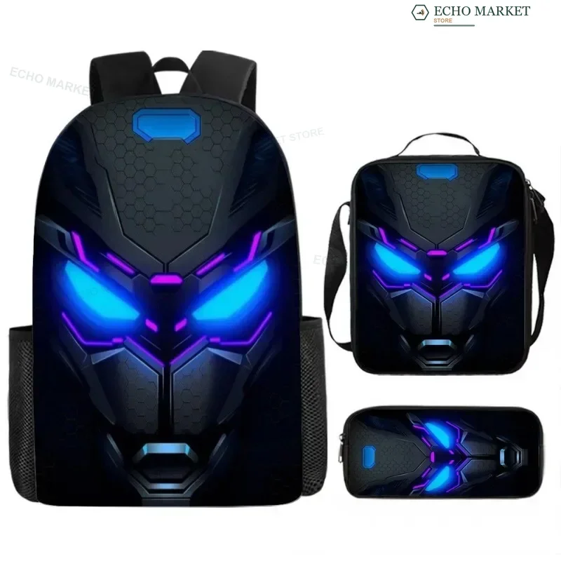 Set da 3 zaini con stampa di robot meccanici, ideale per studenti, zaino capiente, zaino portatile per attività all’aperto.