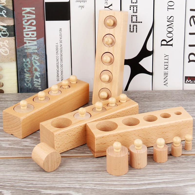 Montessori Cylinder Socket Puzzles Toy Baby Development Practice And SensesPreschool Educational Wooden Toys For Children - view 3