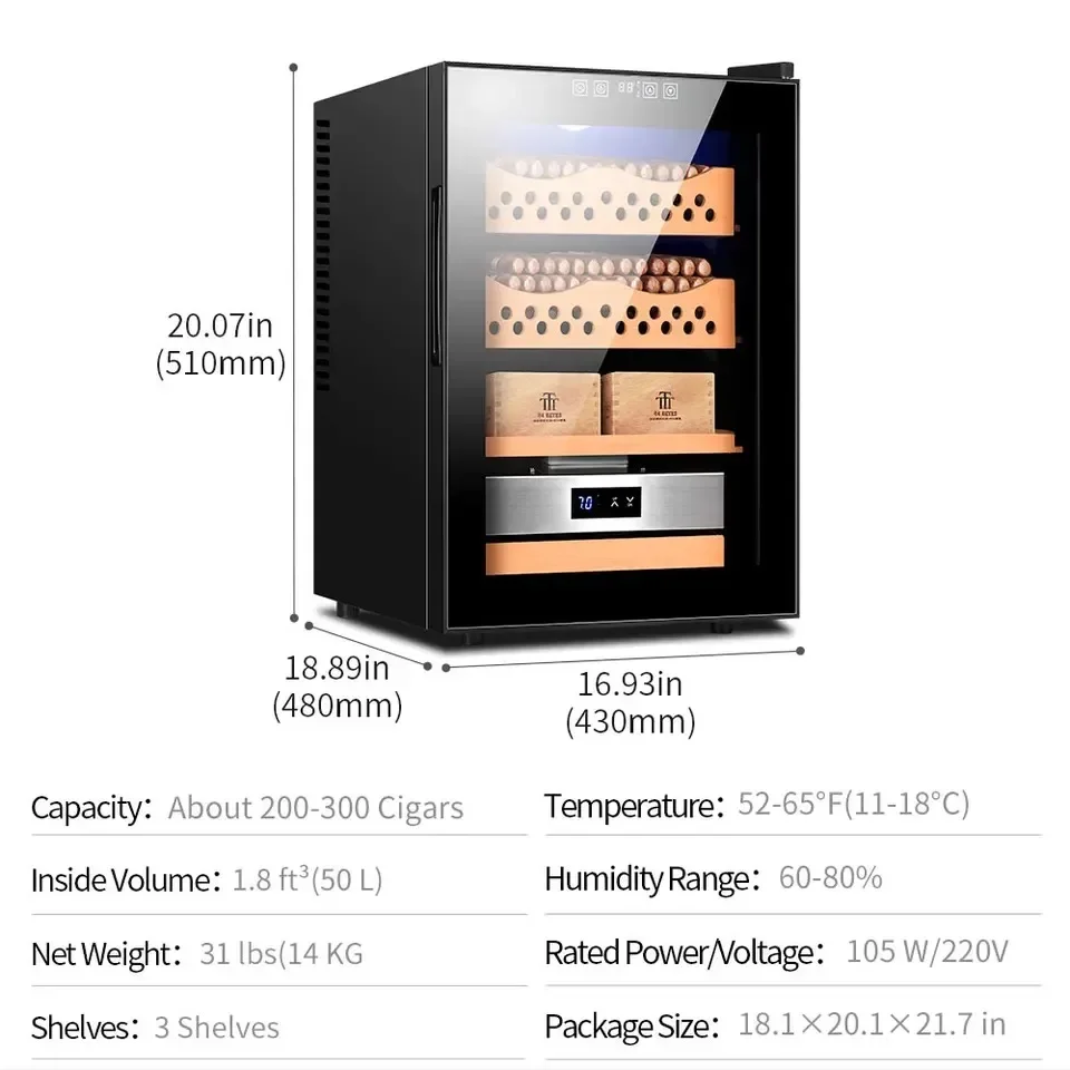 Intelligent constant temperature and humidity cigar cabinet Cedar wood mini small household embedded wine cabinet