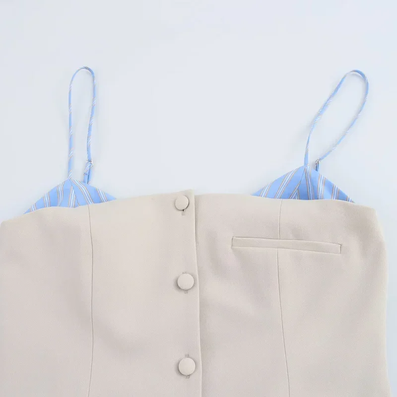 TRAF damskie patchworkowe Mini sukienki 2023 wiosna eleganckie Y2K krótkie sukienki na ramiączkach moda w stylu Casual, imprezowa śliczna sukienka z odkrytymi plecami Vestidos