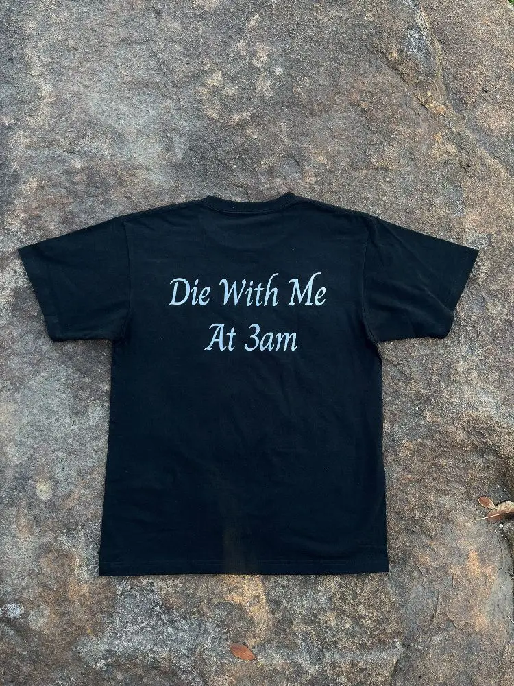 Винтажная футболка из чистого хлопка с маленьким воротником HauntedMound X Sematary 3 Am Gang для мужчин и женщин